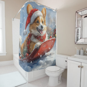 Corgi Dog in Sledge Let it Snow Christmas