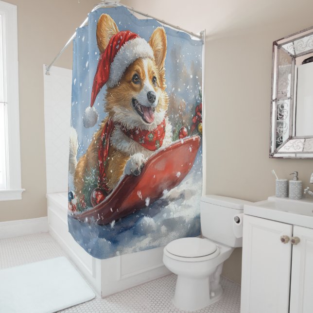 Corgi Dog in Sledge Let it Snow Christmas (In Situ)
