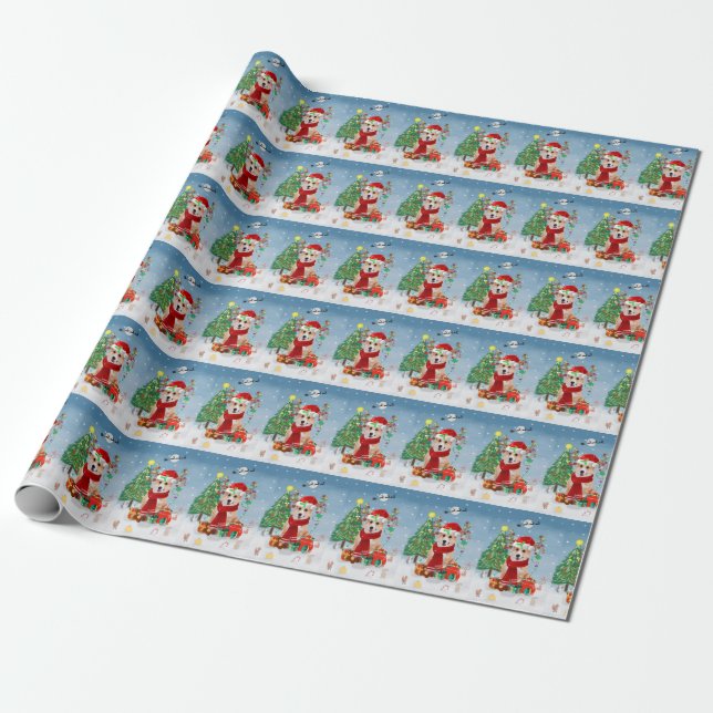 Corgi Dog in Snow with Christmas Gifts  Wrapping Paper (Unrolled)