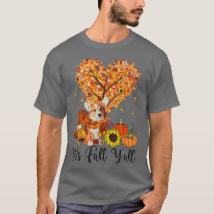 Corgi Dog Its Fall Yall Pumpkin Spice Fall Leaves T-Shirt