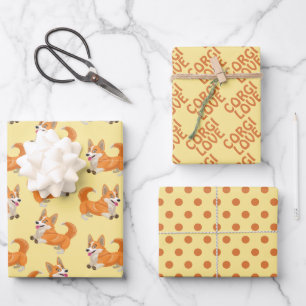 Corgi Dog Love Wrapping Papier ensemble de 3