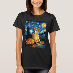 Corgi Dog Lovers Painting of van gogh starry night T-Shirt