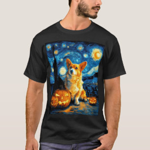 Corgi Dog Lovers Painting of van gogh starry night T-Shirt