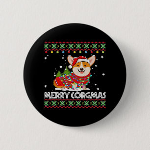 Corgi Dog Merry Corgmas Santa Corgi Ugly Christmas 2 Inch Round Button