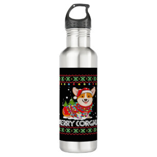 Corgi Dog Merry Corgmas Santa Corgi Ugly Christmas 710 Ml Water Bottle
