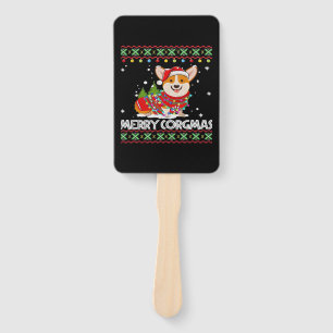 Corgi Dog Merry Corgmas Santa Corgi Ugly Christmas Hand Fan