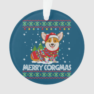 Corgi Dog Merry Corgmas Santa Corgi Ugly Christmas Ornament