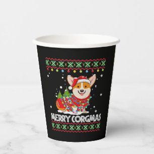 Corgi Dog Merry Corgmas Santa Corgi Ugly Christmas Paper Cups