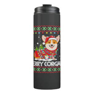 Corgi Dog Merry Corgmas Santa Corgi Ugly Christmas Thermal Tumbler