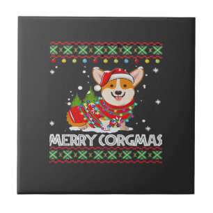 Corgi Dog Merry Corgmas Santa Corgi Ugly Christmas Tile