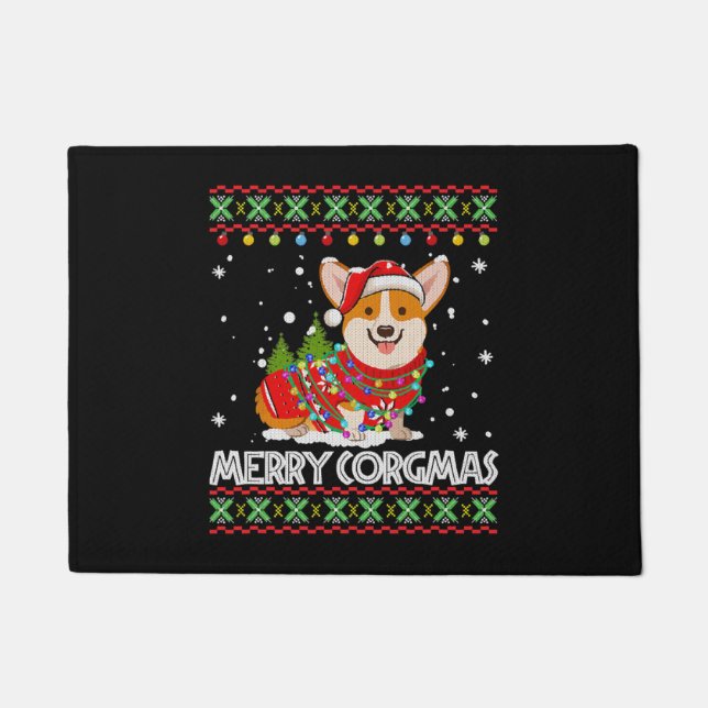 Corgi Dog Merry Corgmas Santa Doormat (Front)