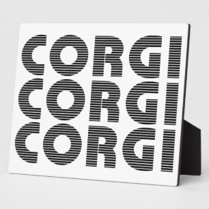 Corgi Dog Modern Black Text Plaque