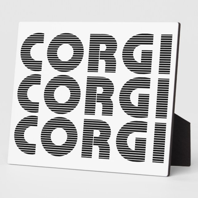 Corgi Dog Modern Black Text Plaque (Side)