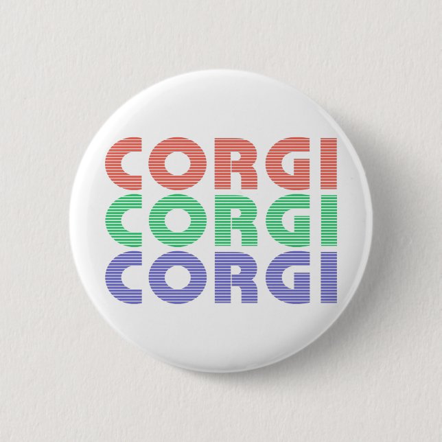 Corgi Dog Modern Colourful Text 2 Inch Round Button (Front)