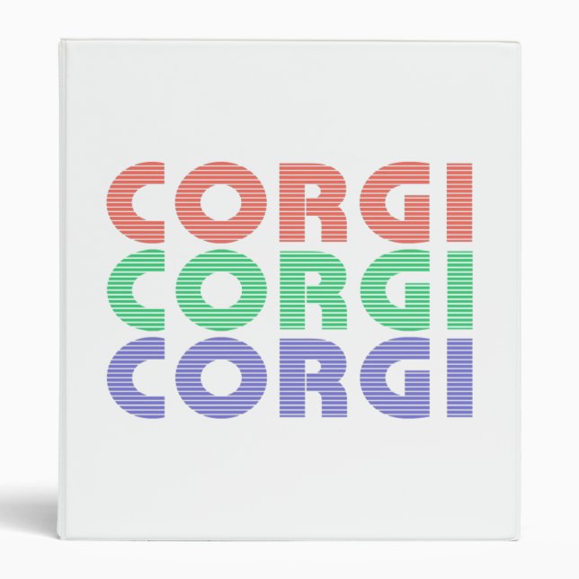 Corgi Dog Modern Colourful Text Binder (Front)