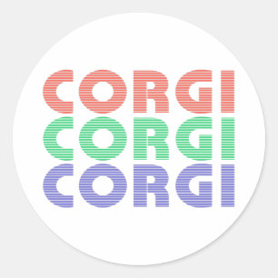 Corgi Dog Modern Colourful Text Classic Round Sticker