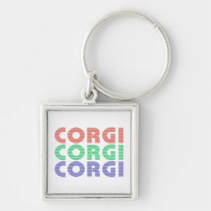 Corgi Dog Modern Colourful Text Keychain