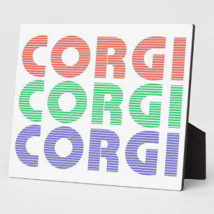 Corgi Dog Modern Colourful Text Plaque