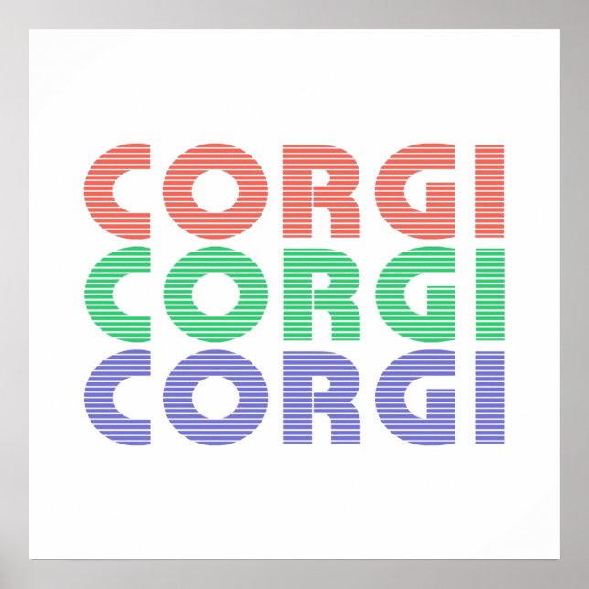 Corgi Dog Modern Colourful Text Poster (Front)
