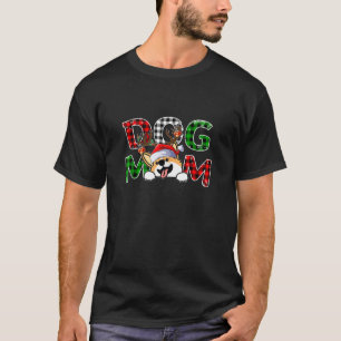 Corgi Dog Mom Buffalo Plaid Xmas Pajama Reindeer H T-Shirt