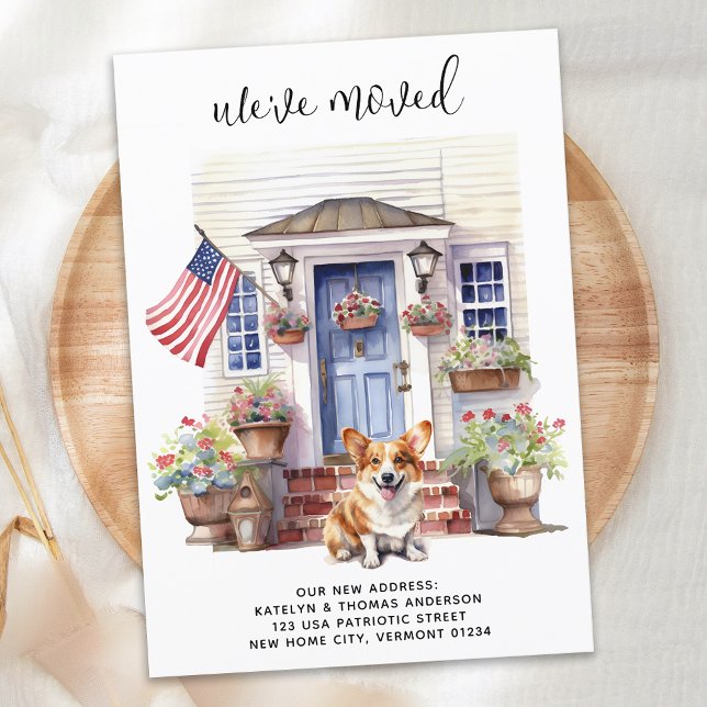 Corgi Dog Patriotic Personalized Pet Moving Announcement (Creator Uploaded)