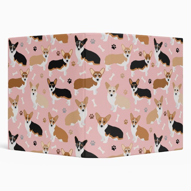 Corgi Dog Paws and Bones 3 Ring Binder (Background)