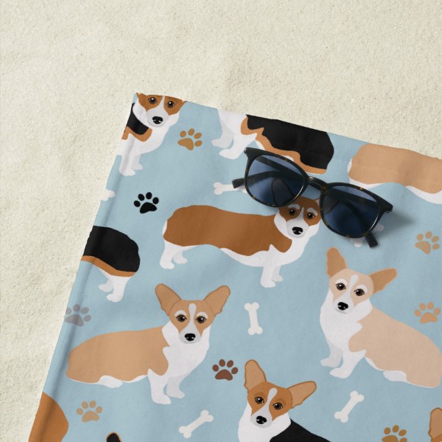 Corgi Dog Paws and Bones Beach Towel (In Situ)