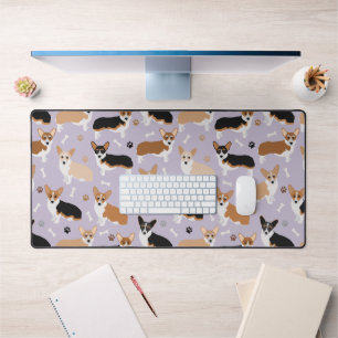Corgi Dog Paws and Bones Desk Mat