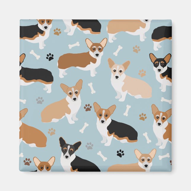 Corgi Dog Paws and Bones Magnet (Front)