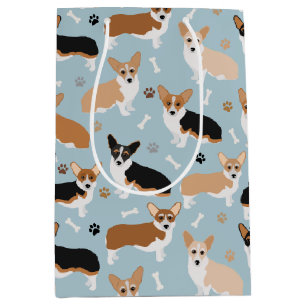 Corgi Dog Paws and Bones Medium Gift Bag