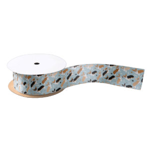 Corgi Dog Paws and Bones Satin Ribbon