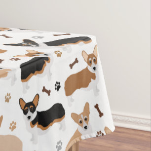 Corgi Dog Paws and Bones Tablecloth