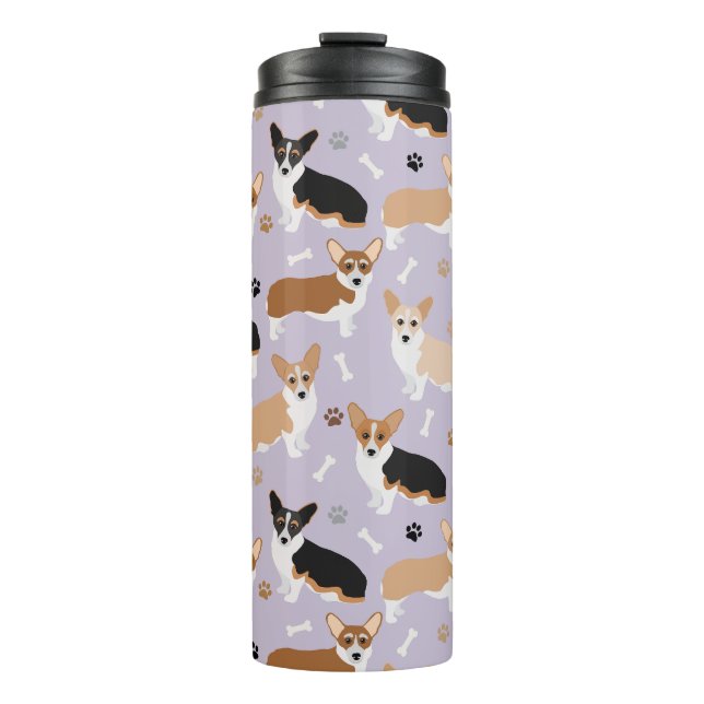 Corgi Dog Paws and Bones Thermal Tumbler (Front)