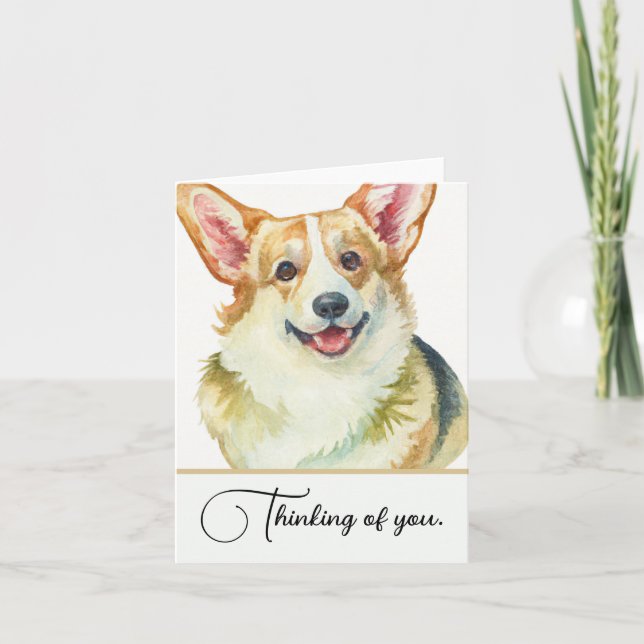 Corgi Dog Personalized Thinking Of You Note Note Card (Front)