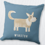 Corgi Dog Personalized Throw Pillow<br><div class="desc">Adorable personalized Pembroke Welsh Corgi dog design on a teal green background. Change or remove the name to customize. Original art by Nic Squirrell.</div>