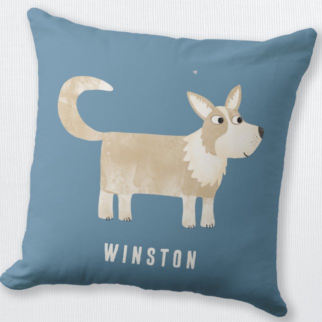 Corgi Dog Personalized Throw Pillow (Personalized name Corgi dog throw pillow for animal lovers)