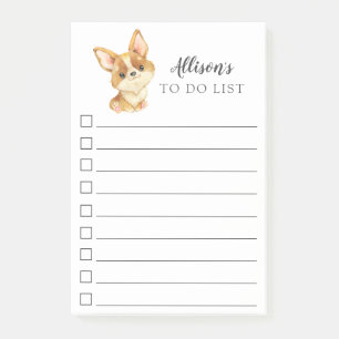 Corgi Dog Personalized To Do List Post-it Notes