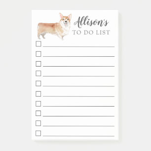 Corgi Dog Personalized To Do List Post-it Notes