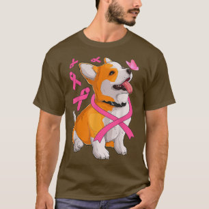 Corgi Dog & Pink Ribbon Breast Cancer Awareness Gi T-Shirt