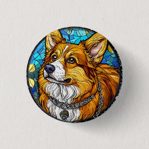 Corgi Dog Portrait 1 Inch Round Button
