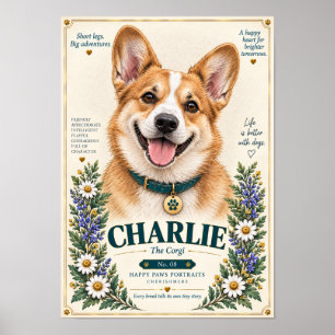 Corgi Dog Portrait   Charlie No. 08 Poster