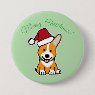 Corgi dog puppy cute Pembroke Welsh Christmas Sant 3 Inch Round Button