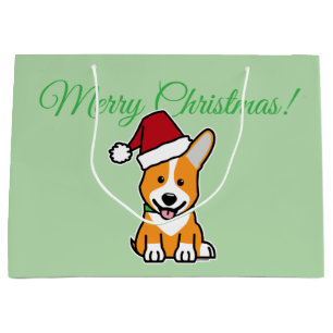 Corgi dog puppy cute Pembroke Welsh Christmas Sant Large Gift Bag