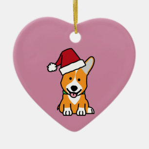 Corgi dog puppy Pembroke Welsh Christmas Santa hat Ceramic Ornament