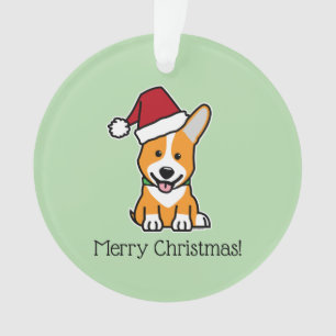 Corgi dog puppy Pembroke Welsh Christmas Santa hat Ornament