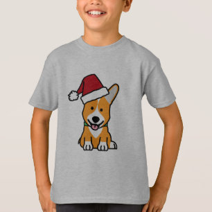 Corgi dog puppy Pembroke Welsh Christmas Santa hat T-Shirt