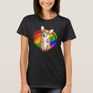 Corgi Dog Rainbow Heart Pet Gay Pride Lgbt T-Shirt