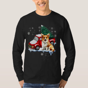 Corgi Dog Red Truck Christmas Pajama Long T-Shirt