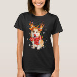Corgi Dog Reindeer Santa Hat Christmas Tree Lights T-Shirt<br><div class="desc">Corgi Dog Reindeer Santa Hat Christmas Tree Lights Xmas Kids</div>