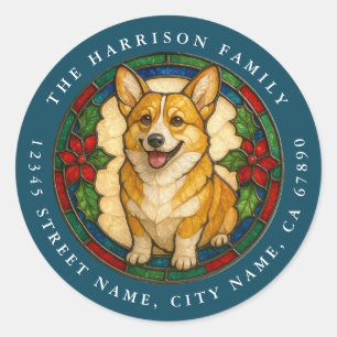 Corgi Dog Round Stickers